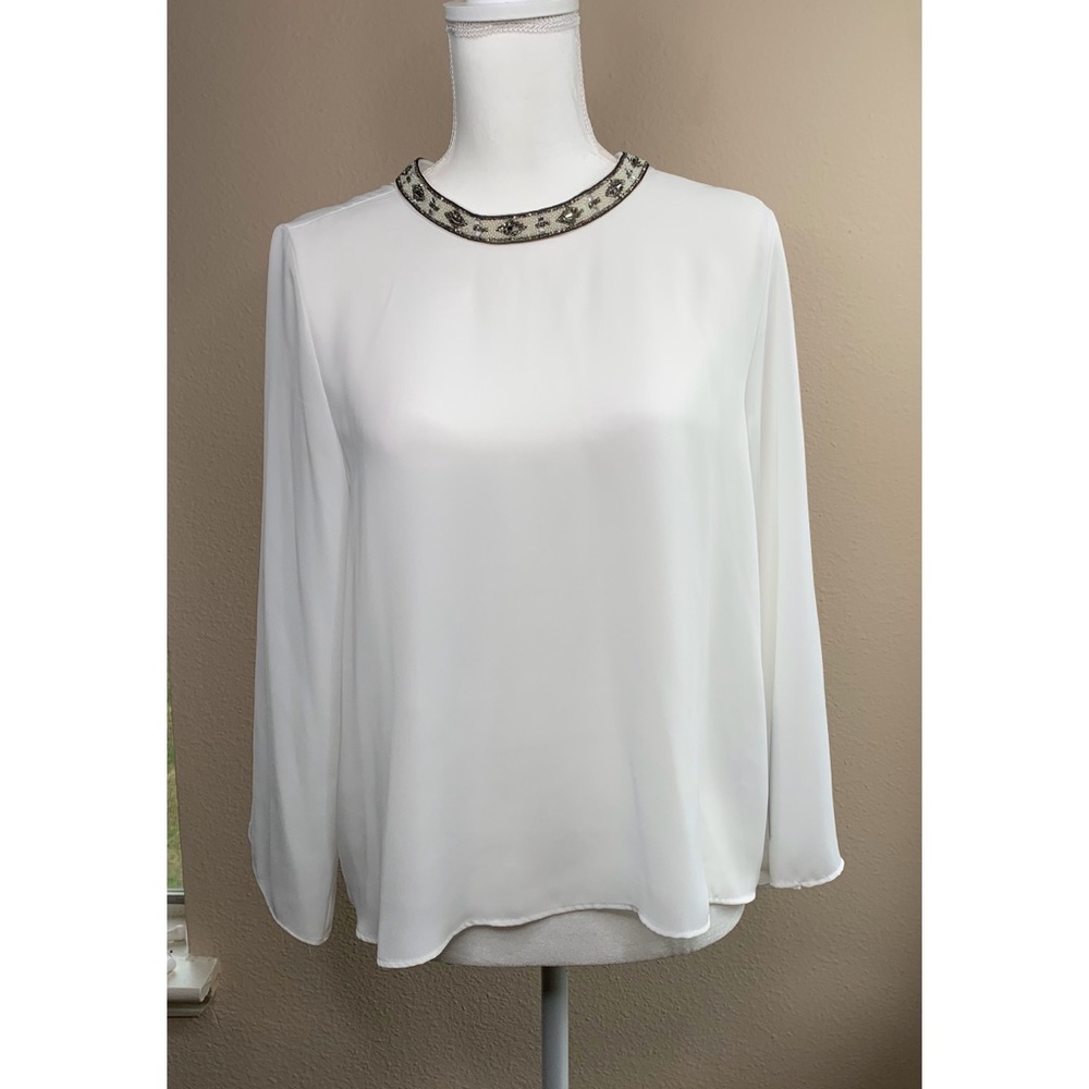 🐞Zara Sheer Beaded Blouse Size M